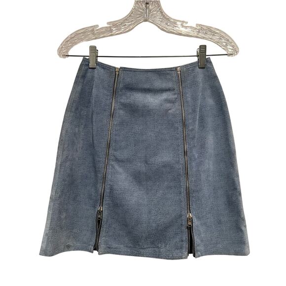 ArtiCo Italy Dresses & Skirts - ArtiCo Italy Blue Printed Suede Zip Front Mini Skirt Size 38 Luxury Y2K